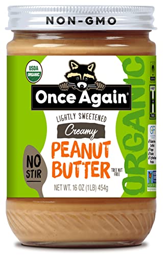 Once Again Organic, Creamy Peanut Butter - No Stir - Lightly Sweetened - 16 oz Jar