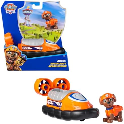 PAW PATROL Zuma-Figur mit Luftkissen-Boot, ab 3 Jahren | Mit Zuma-Figur | Boot mit beweglichen Rädern | Kompatibel mit PAW Patrol Spielsets | Figurgröße 7 cm