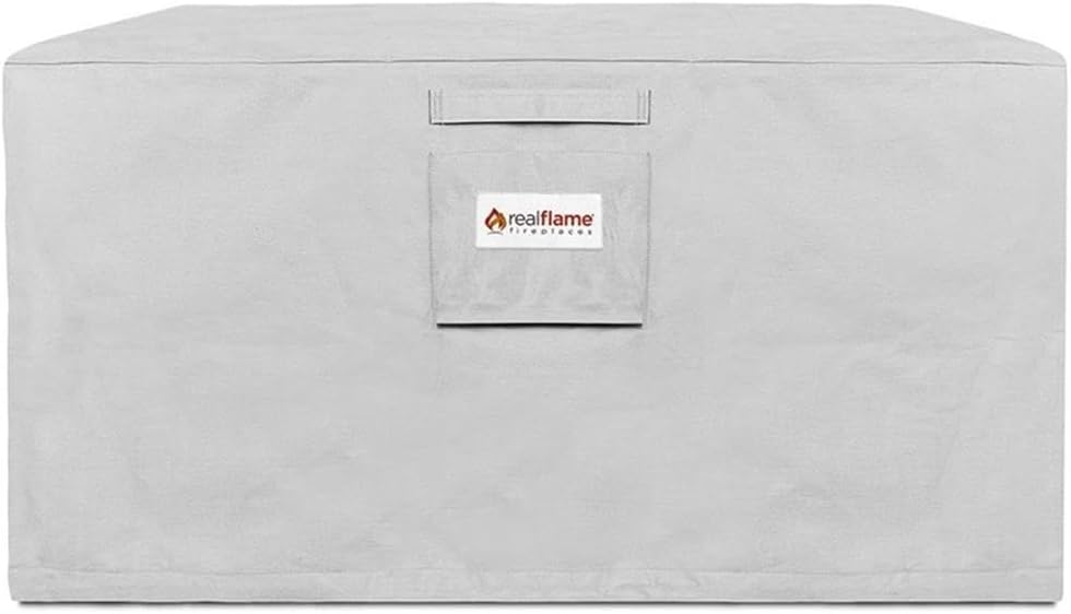 37" Square Fire Pit Protective Cover, Light Gray Finish, UV/Water/Mildew Resistant Polyester, Velvet Knitted Liner, Drawstring Fastener, Durable Outdoor Patio Furniture Cover