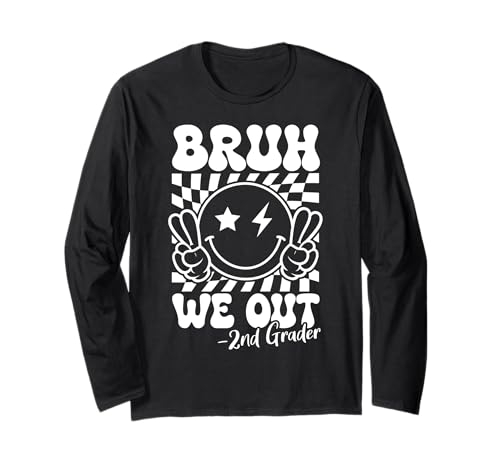Bruh We Out 2nd Grader Smile Face Last Day Of School 2025 Long Sleeve T-Shirt