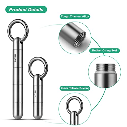 Image of Large Keychain Pill Holder.TISUR Titanium Pill Case Waterproof Pill Fob for Travel Purse Pocket,Pill Organize