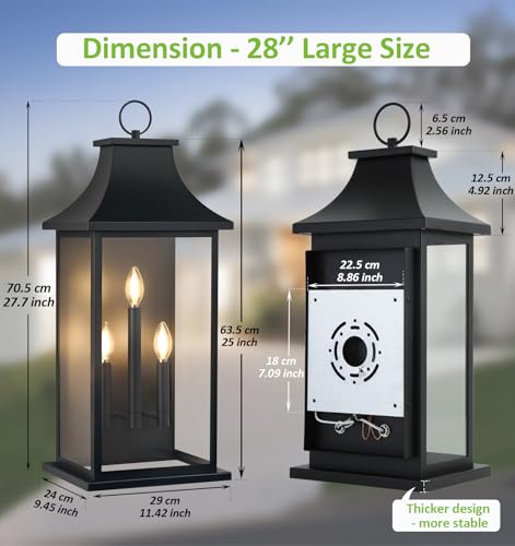 Image of 28'' Extra Large Dusk to Dawn Outdoor Lights, Black Exterior Wall Sconce