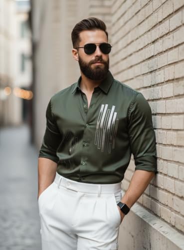 Image of IndoPrimo Men's Stylish Satin Shirt for Party and Casual Wear - Exclusive Designer Full Sleeve Shirt for Men - Pilar