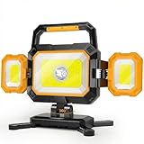 Yzoni 35W Rechargeable Work Light, 3500LM Magnetic LED Work Light with 6 Modes, Battery Powered Portable Mechanic Lights with 360°Rotate Foldable Design for Auto Car, Garage, Workshop