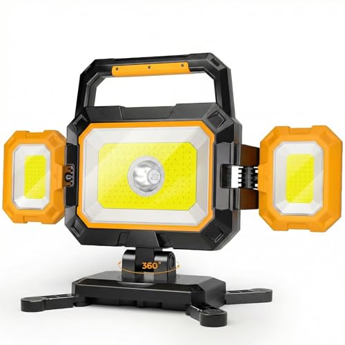 YZONI W5 40W Rechargeable LED Work Light 4000 Lumens Cordless Magnetic Spotlight with Stand Battery Powered Portable Light for Working on Cars Truck Bed Garage Auto Mechanic & Workshop
