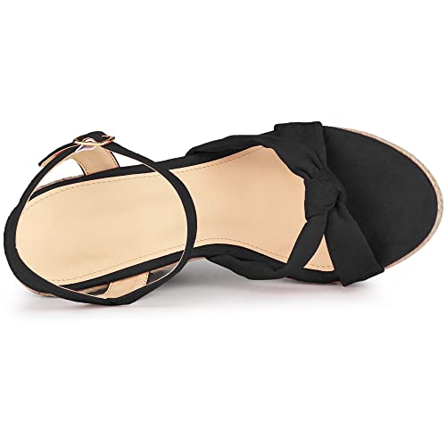 Allegra K Women's Platform Slingback Espadrille Black Wedge Heel Sandals 6 M US