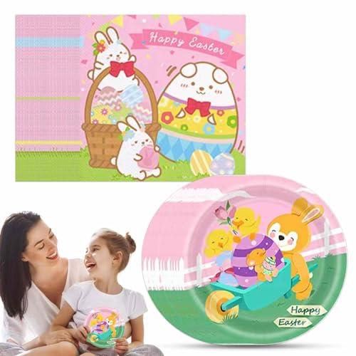 Servilletas Papel Decoradas de Pascua - Set Completo con Platos de Pascua, para Celebraciones Vibrantes y Únicas