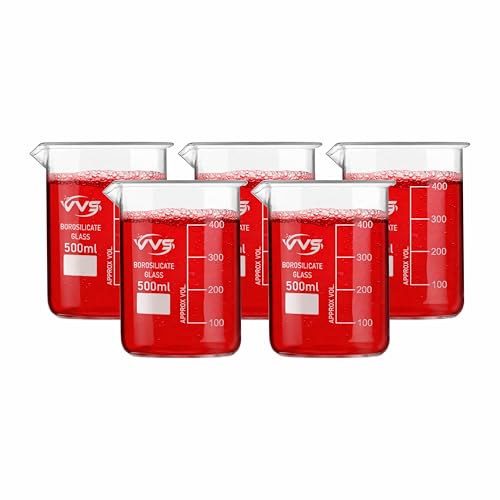 Image of VVS Borosilicate Glass Beaker 500ml pack of 5 of For School College, Lab Laboratry and professional use