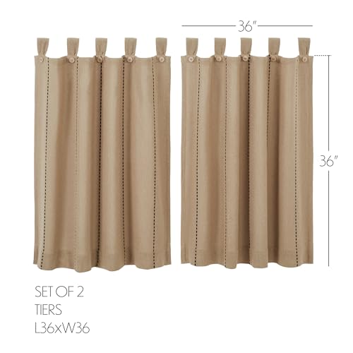 VHC-Brands-Stitched-Burlap-Curtain-Tier-Natural-36×36-Set-of-3 VHC Brands Stitched Burlap Curtain Tier Natural 36×36 Set of 3