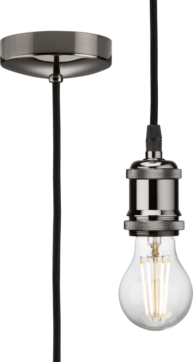 Knightsbridge Black Nickel 1.8M E27 Vintage Pendant Set - 8271L