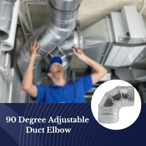 The Sheet Metal Kid 8 Inch Adjustable Duct Elbow 90 Degree Hvac - Available In Sizes Up To 24"-Galvanized Sheet Metal 26-Gauge Duct Connector - Perfect For Round Tube Air Ventilation & Vent Pipe Ductwork thumb #5