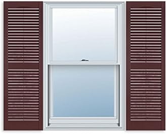 Exterior Solutions Standard Louver Exterior Vinyl Shutter, Burgundy (Pair), 15 Inch x 67 Inch