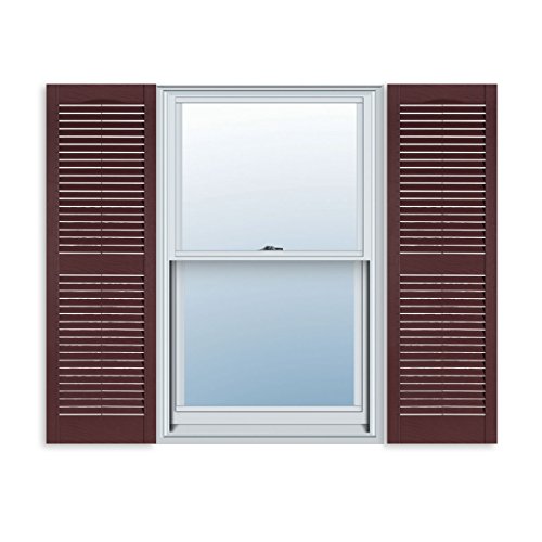 Exterior Solutions Standard Louver Exterior Vinyl Shutter, Burgundy (Pair), 15 Inch x 39 Inch
