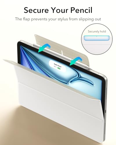 Image of ESR for iPad Air 11-inch M4 /M3 /M2, iPad Air 5th /4th Generation Case, White | Slim Trifold Two-Way Stand, Powerful Magnetic Attachment, Durable Protection, Auto Wake /Sleep, Rebound Series