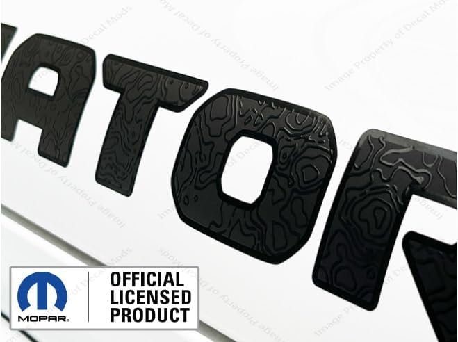 Gladiator Hood Graphic Vinyl Decal fits Jeep Wrangler JL/JT (2018-2026) Matte Black with topo Lines and Black Outline (Set of 2) - CB | UV1A2