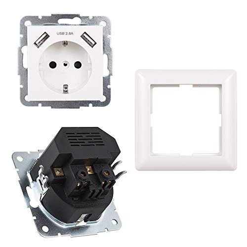 Facheya, presa USB, presa Schuko da incasso, con