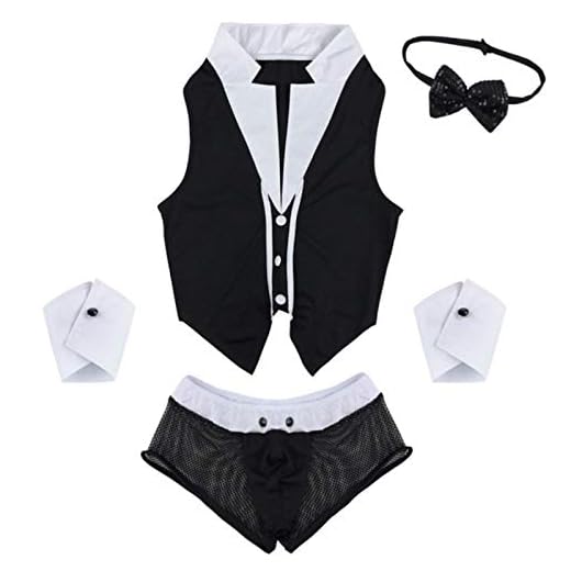 SEXYSY Disfraz de sirvienta Sexy para Hombre, Disfraz de Cosplay para Hombre, lencería erótica Masculina, Tops, Conjunto de Ropa Interior Boxer, Accesorios para Juegos de rol para Hombre