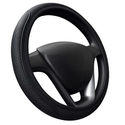 Coprivolante Auto 38 cm Universale Antiscivolo – Morbido Resistente e Adattabile - Design Sportivo Elegante Nero