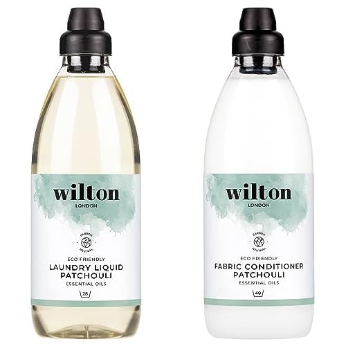 Wilton London Eco Friendly Patchouli Laundry Bundle - 1 x 1 Litre Non Bio Laundry Liquid (30 Washes) and 1 x 1 Litre Fabric Conditioner (42 Washes)