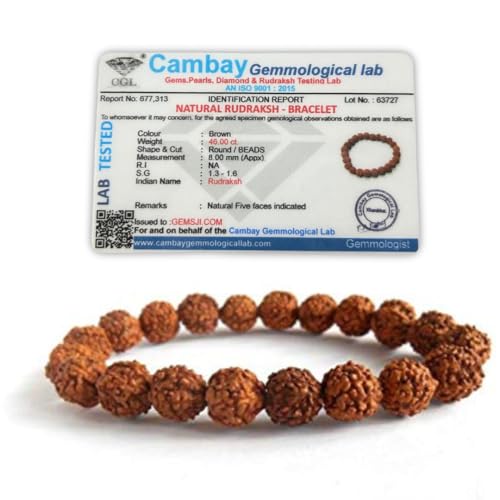 Image of Original Certified 5 Mukhi Rudraksha Bracelet With Certificate | AAA Grade | Five Faced Rudraksh Braselet With Lab certificate | Panchmukhi Rudraksha Bracelet For Men Women