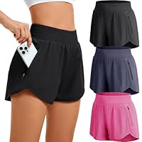 JOVCOVL 3/5er Pack Sport Shorts Damen Sporthose kurz mit Reißverschlusstasche Sommer Atmungsaktive Gym Shorts Damen Laufhose Schnelltrocknende Running Fitness Yoga Trainingshose