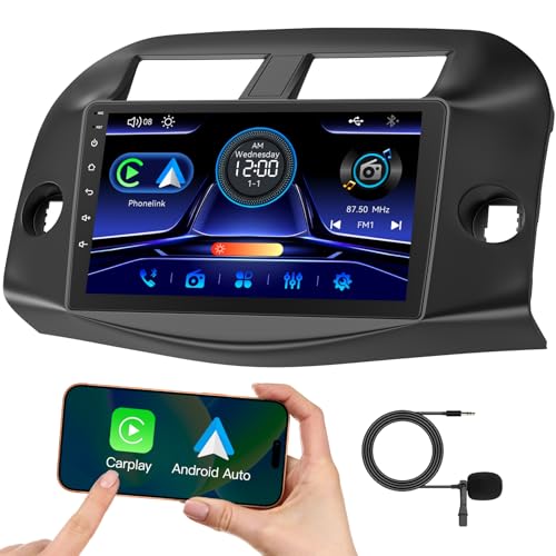 JBL�T�E���h�V�X�e���Ȃ��̃g���^RAV4 2007-2012�p�J�[���W�I�X�e���I�A���C�����X�J�[�v���C/Android�I�[�g/�~���[�����N�ABluetooth�AFM���W�I�t��10�C���`QLED�^�b�`�X�N���[���B