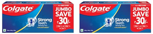 Image of Colgate Strong Teeth, 500g, India's No: 1 Toothpaste Brand, Calcium-boost for 2X Stronger Teeth, Prevents cavities, Whitens Teeth, Freshens Breath (Pack of 2)