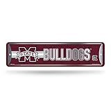 Rico Industries NCAA Metall-Statenschild Mississippi State Bulldogs Heimdekoration (10,2 x 38,1 cm) – ideal für Zuhause, Büro, Schlafzimmer und Männerhöhle – hergestellt
