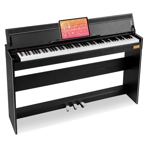 MOSEN 88 Key Digital Paino Fully Weighted Keyboard with Graded Hammer Action, 380 Tones, Triple Pedal, Upright Wood Stand, USB-MIDI, Full Size Home Electric Pianos for Beginner, MDP-110