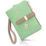 REETEE Monedero Mujer PU Cuero Cartera de Mujer Pequeña Bloqueo RFID Billeteras Tarjetero para Mujers con 10 Ranuras para Tarjetas y Cremallera Bolsillo Monederos Pequeño Cartera (Verde)