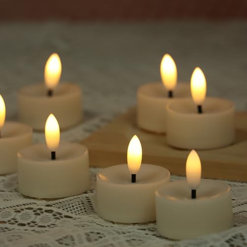 Image of Flameless LED Tea Lights Flickering White Battery Operated, Electric Fake Tealight Candles Long Lasting for Romantic Night Wedding Birthday Party Valentine's Day Christmas Home Decor 12 Pack