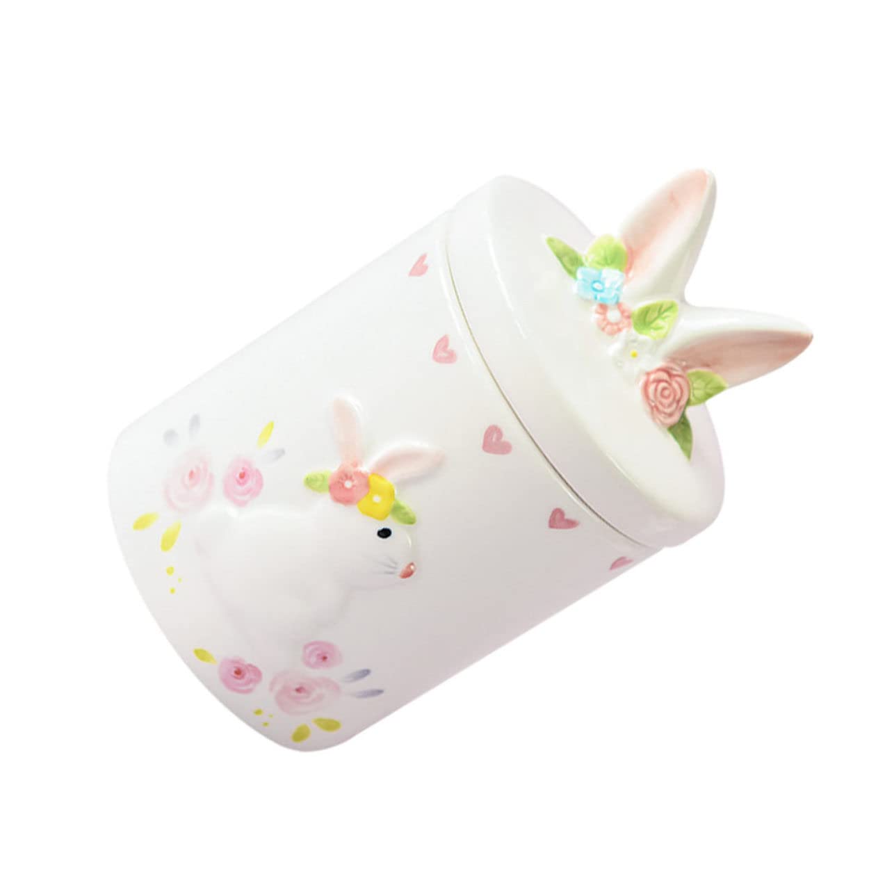 XYIANG 1pc Sugar Bowl Coffee Airtight Container Preserving Jar Cereal Ceramic Tea Container Bunny Jars Canned Goods Sculpture Decor Sealed Canisters Sealed Jar Ceramics Candy