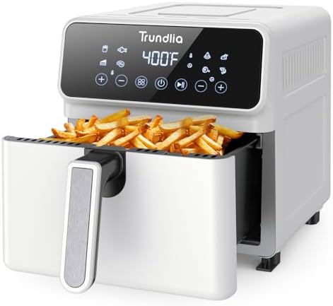 8-in-1 Air fryer 6.3-Quart Metal Smart Combo Oven 1500W Air Fryer oven Oilless Electric Airfryer with LCD Touch Screen Wide 175℉-400℉ Temp Range,Nonstick Basket,8 Quick Presets (White)