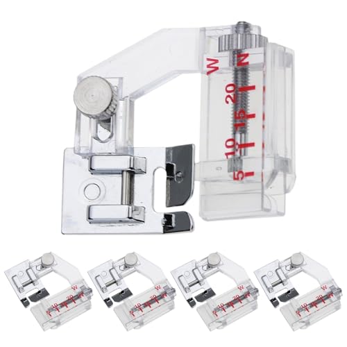 Encuadernador de máquina de coser, guía de borde empuje pie - 5 Pack Anti Crimping Crimper,Sujetadores de dobladillo de precisión pesada ajustables para bebertemonistas