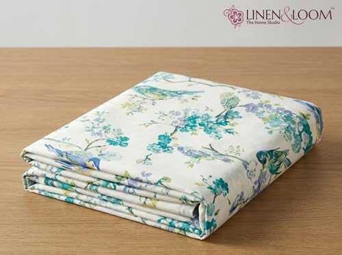 Image of Linen & Loom The Natural Collection - 100% Pure Cotton Single Bedsheet (60 x 90 Inches) with 1 Pillow Cover | 240 TC - Soft & Breathable Cotton Bed Sheet for Bedroom (Azure Song)