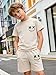 Vitalique Size 11 12 Years Boys Clothes Youth Fashion Set 2-Piece Short Sleeve T-Shirt Shorts Summer Fall Clothing Set Khaki(11-12Y)