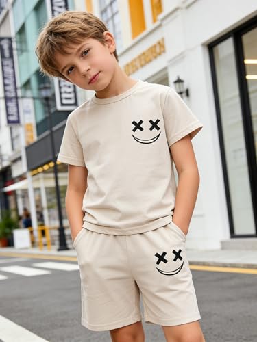 Image of Boys Clothes Size 6-12 Years Short Sleeve T-Shirt & Shorts Set Casual Spring Summer Outfits