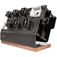 IKAPE 6-Tube Coffee Bean Storage Container Walnut Wood Base, Includes 2 Funnels, Clear Airtight Coffee Canisters, Kitchen & Coffee Bar Organization, Ideal for Home & Cafe Use