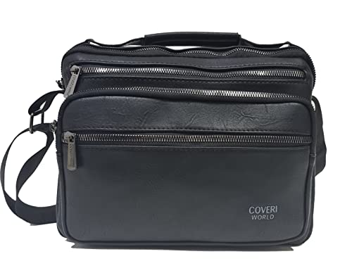 Coveri Collection Borsa A Tracolla Uomo In Pelle Sintetica Con Monogramma, 24x19.5x6 Cm, ART. 4715