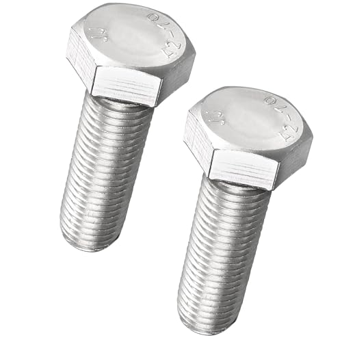 Image of TA-VIGOR M16-2 x 50mm Hex Head Bolts, Full Thread Metric Cap Screws, Zinc Plated Steel, Heavy Duty Bolts for Construction, Machinery, Automotive Projects, 2Pcs