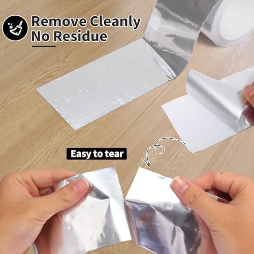 AIYUNNI Aluminum Foil Tape Heavy Duty 1 Inch x 22 Yards（3.9 mil）, High Temp Waterproof HVAC Tape, Silver Insulation Adhesive for Ductwork, Sealing, Dryer Vent, Furnace, AC, Pipe Repair - Thumbnail 4