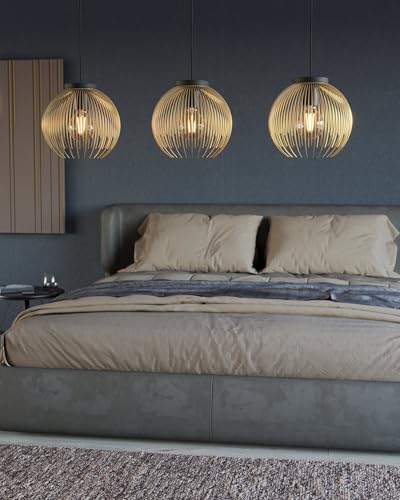 EGLO Caminia LED Pendant Light, Hanging Lamp for Dining Table, Bedroom and Dining Room, Metal Beige and Gold, GU10 Bulb, Warm White - Image 2