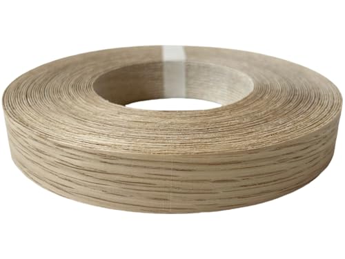 Preglued American White Oak Wood Veneer Edging, Plywood Edge Banding, Flexible Wood Tape, Iron on Easy Application Veneer Edging with Hot Melt Adhesive Back (1.9cmx15m)