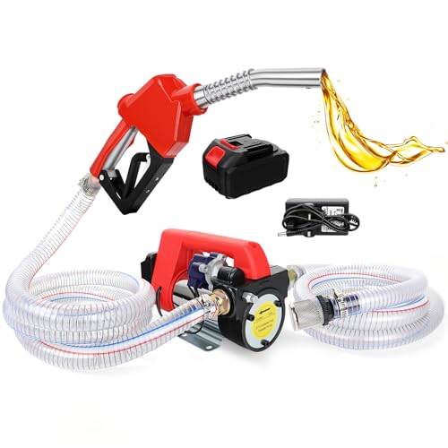 Image of Fuel Transfer Pump Diesel Pump Battery Powered 45L/MIN Electric Pump Kit with 21V 4.0Ah Battery & Charger, Portable Cordless Transfer Pump with Auto-off Nozzle & Hoses for Diesel Kerosene Transfer