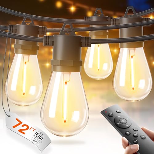 addlon 72FT(2FT Space) LED Outdoor String Lights with 36 Edison Shatterproof Bulbs, Heavy-Duty and Weatherproof Strand, Commercial Grade Patio Lights, Decorative for Patio, Black