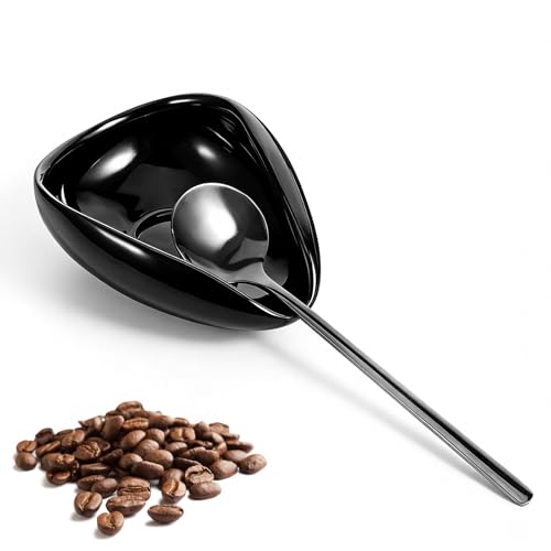 Psyqtsuary Coffee Spoon Rest, Small Spoon Rest Mini Ceramic Coffee Spoons Holder for Coffees Bar, Black Coffees Stirrers Holder for CoffeeStation Decor (Black)