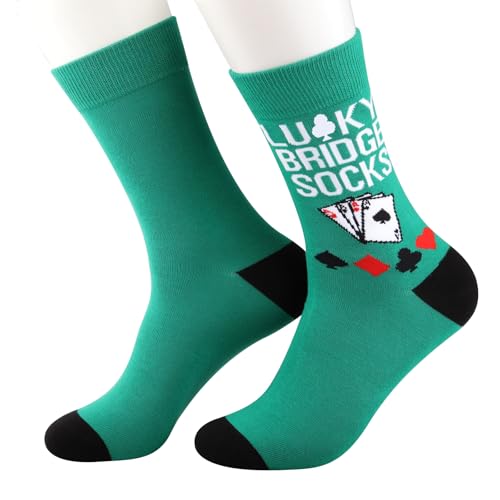 JNIAP Lucky Bridge Socks Bridge Player Gifts Bridge Lovers Gift Bridge Game Socks Bridge Card Socks (Bridge sock)