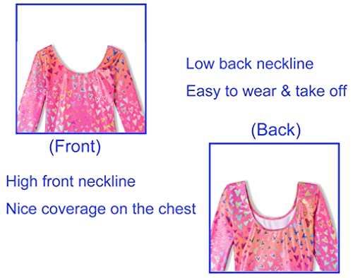 Image of Domusgo Toddler Leotard Gymnastics Long Sleeve, Sparkly Tumbling Dance Leotards for Baby Girls Kids Teens 2-14 Years