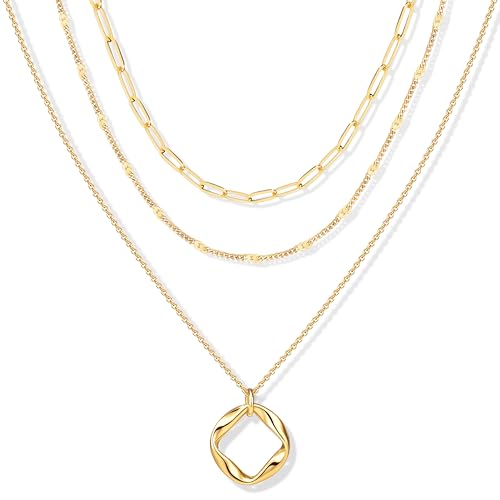 Layered Gold Necklaces for Women,14k Gold Plated Dainty...