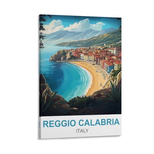 Impression sur toile Reggio Calabria 20x30cm, le cadeau vintage idéal pour les amoureux d'Italie